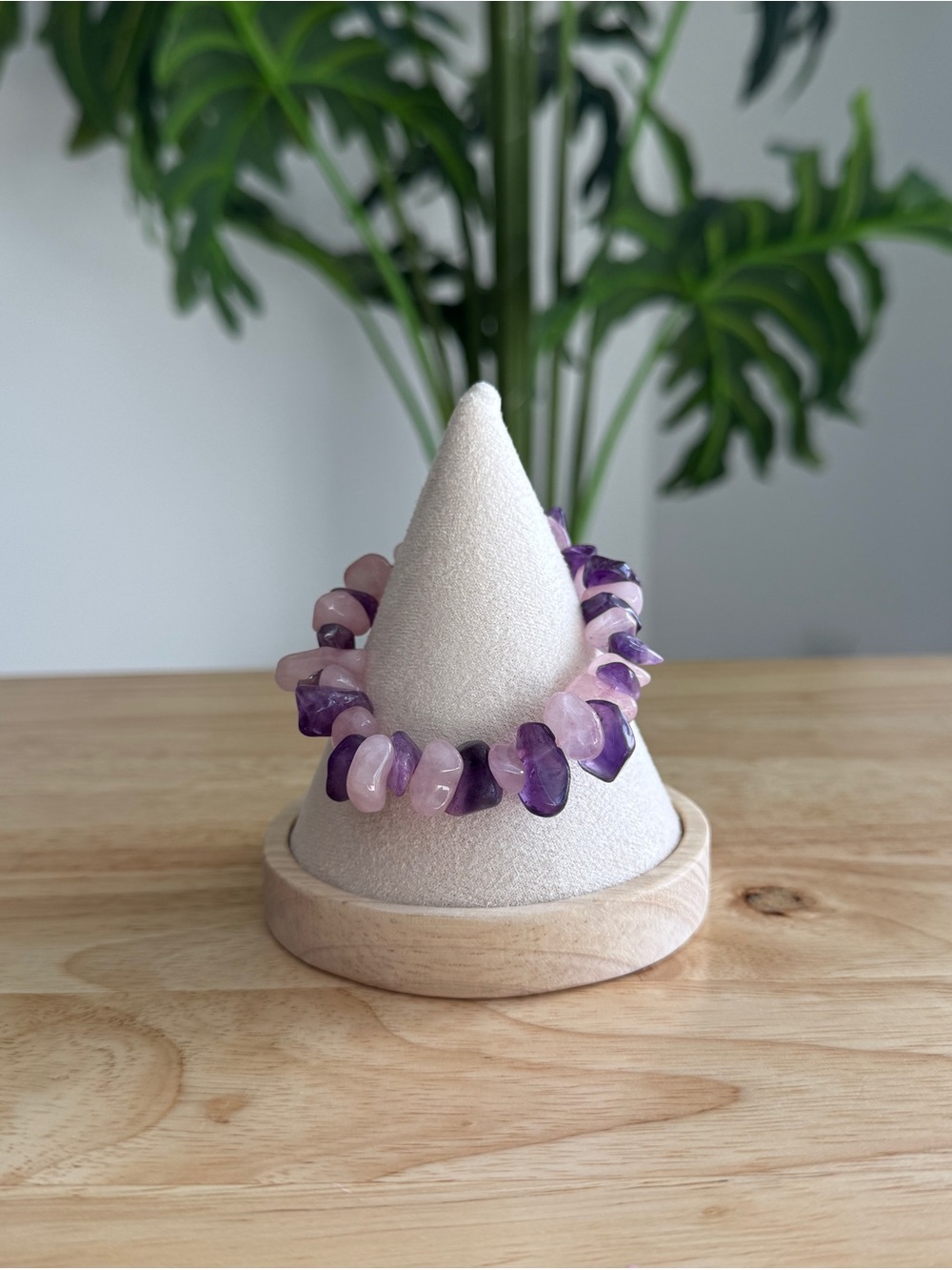 Ryze Party Amethyst & Rose Quartz Chip Stretch Bracelet | Natural Gemstone